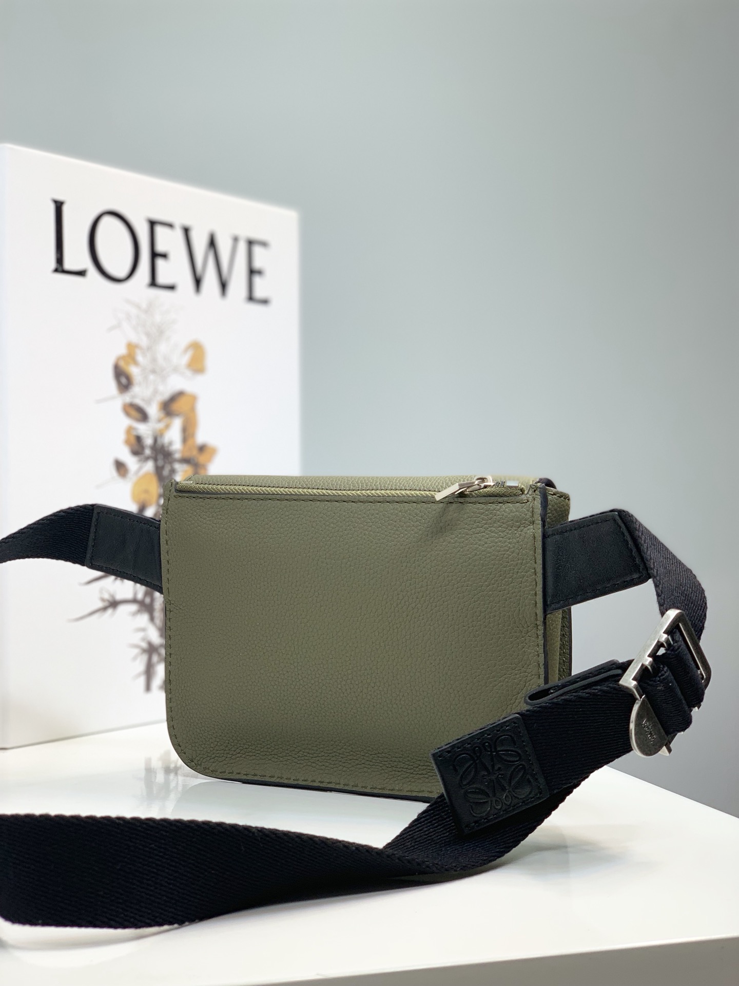 Loewe XXS Military Messenger Bag in Soft Grained Calfskin Green